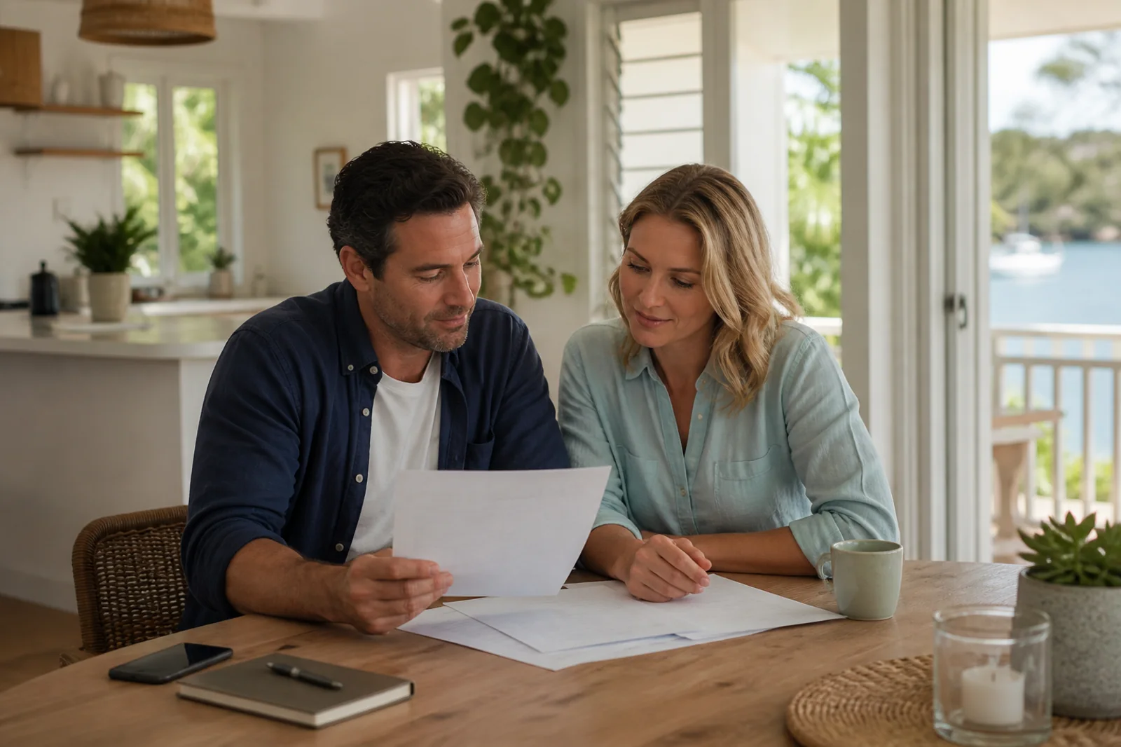 A couple reviewing their future plans together at home